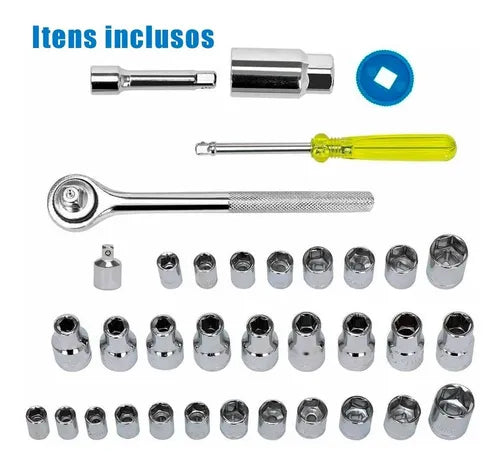40-Piece Chrome Vanadium & Stainless Steel Tool Kit Set – Portable & Practical